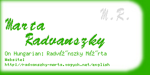 marta radvanszky business card